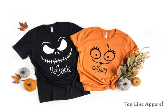 Her Jack His Sally, His and Hers,Hallowen Shirt, Trick or Treat, Halloween Couple Shirts, Funny Halloween Shirts, Halloween Costume,