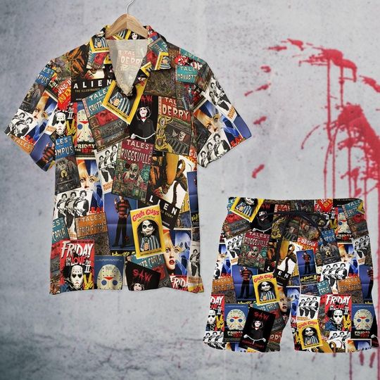Discover Halloween Horror Movie Characters Scary Hawaii Shirt, Horror Movies Summer Beach Shirt, Halloween Day Gifts,Scary Movie Shirt,Halloween Gift