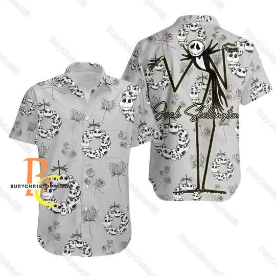 Discover Halloween Jack Skellington Hawaiian Shirt, Jack Skellington Shirt, Jack Skellington Button Shirt, Nightmare Before Christmas Shirt