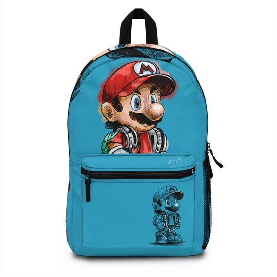 Discover Unique Cartoon Character Backpack with Hand-Drawn Art,  art print bag, digital art bag, custom school bag, kids gift ideas,