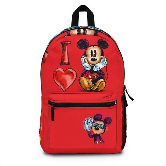 Discover Custom Name Backpack with Artistic Cartoon Character Design