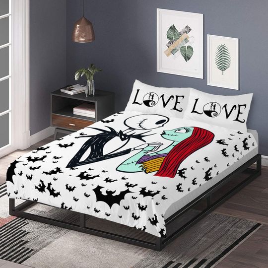 Duvet Set | Jack Skellington | Nightmare Before Christmas | Polyester | Bedding | Bedroom | Custom Made Halloween Christmas Gift