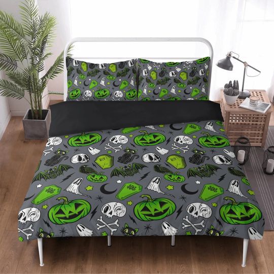 Discover Spooky Halloween Duvet Cover Bedding Set, Spooky Duvet Cover Set, Halloween Duvet Cover Set, Cute Halloween Bedding, Spooky Cute Bedding