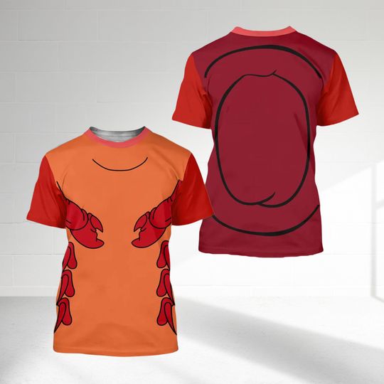 Sebastian The Little Mermaid 3D Shirt, The Little Mermaid Sebastian Cosplay Costume Tee