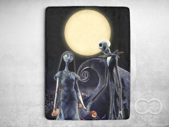The Nightmare of Jack and Sally Fleece Blanket | Halloween Gift | Horror Blanket