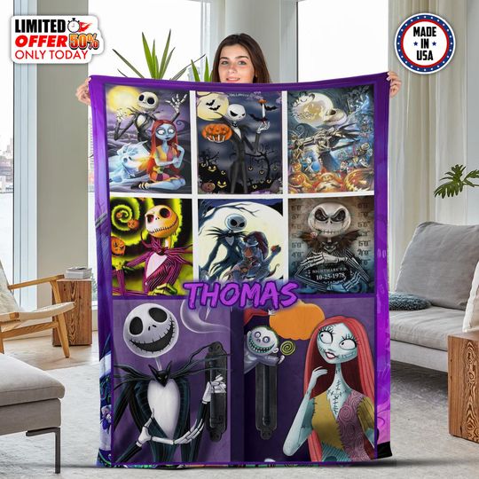 Discover The Nightmare Before Christmas Blanket, Halloween Movie Blanket, Jac-k And Sal-ly Blanket, The Nightmare Before Christmas Blanket