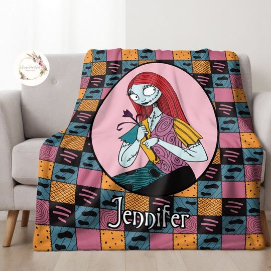 Personalized Disney The Nightmare Before Christmas Blanket, Custom Name Jack Skellington Sally Blanket, WDW Disneyland Oogie Boogie Birthday