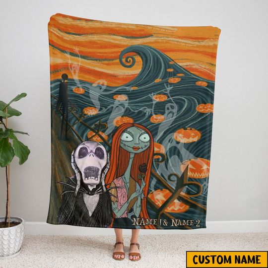Discover Jack Skellington And Sally Fleece Mink Sherpa,Custom Name Halloween Blanket, Halloween Blanket, Jack Nightmare Blanket, Halloween Decor Home