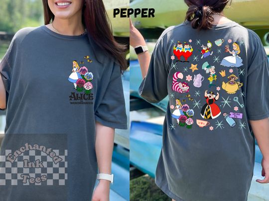 Alice in Wonderland Doodles Unisex Sweatshirt, Vintage Disney t-shirt