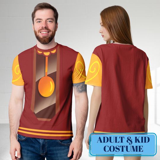 Cogsworth Costume T-Shirt, Beauty And The Beast Halloween Cosplay Costume 3D Shirt