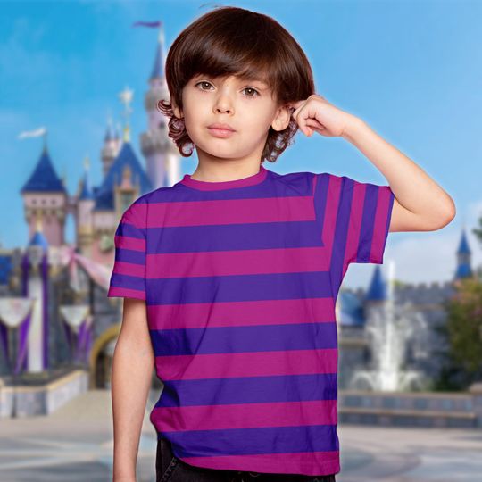 Cheshire Cat Purple Blue Stripe Cat Halloween 3D Shirt