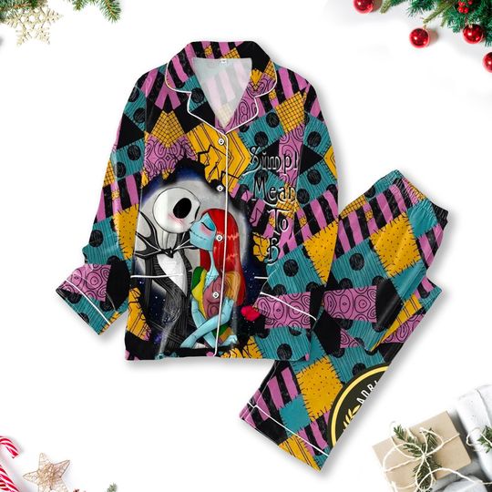 Discover Jack Skellington And Sally Pajamas, Nightmare Before Christmas Pajama Set Women, Movie Christmas Party Gift, Horror Halloween Shirt