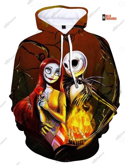 Jack Skellington Hoodie, Nightmare Before Christmas Hoodie, Disney Jack And Sally Hoodie, Horror Movie 3D Hoodie