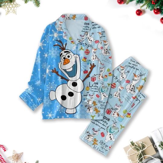 Discover Olaf Christmas Pajamas Set, Frozen Family Matching Pajamas, Snowman Pajamas Set, Olaf Cartoon Christmas Party Gift, Magic Kingdom Shirt