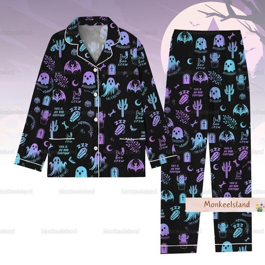 Halloween Cute Ghost Pajamas, Funny Spooky Holiday Pajamas, Halloween Boo Pajamas Set, Halloween Party Shirt, Spooky Season Gift
