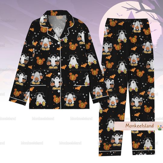Discover Halloween Pajamas, Halloween Women Pajamas, Cute Mickey Ghost Pajamas Set, Halloween Pumpkin Pj Set, Disney Halloween Shirt, Fall Gift