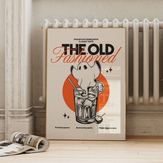 Discover Ghost Old Fashioned Print | Funny Occult Poster | Witchy Cocktail Accessories