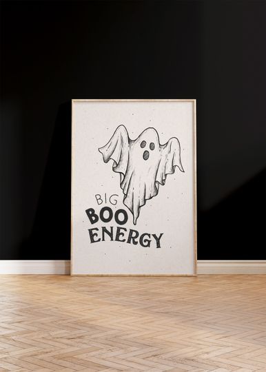 Discover Spooky Ghost Halloween Poster, Funny Quote Art Aesthetic, Neutral Halloween Art