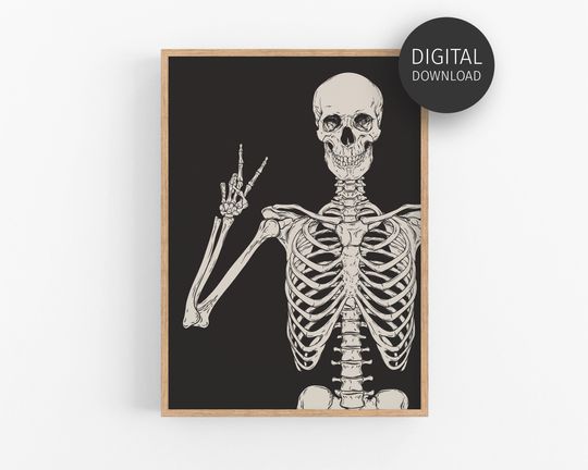 Discover Funny Halloween Poster, Skeleton Print, Trendy Halloween Decor, Spooky Decor