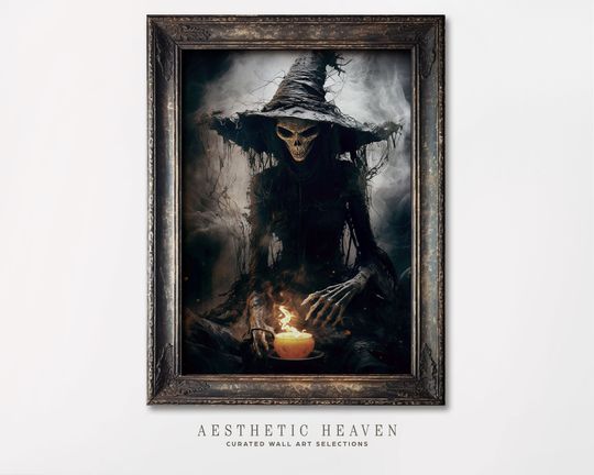 Witch Art Prints | Scary Halloween Painting | Witchy Wall Art | Wicca Art Print