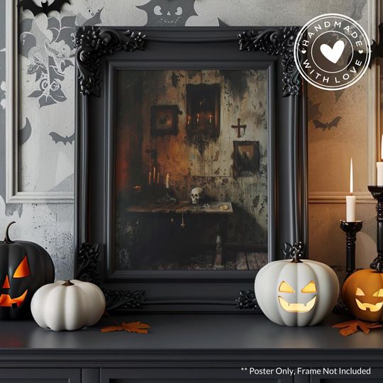 Discover Creepy Gothic Room  Halloween Poster, Spooky Halloween Home Decor, Halloween Wall Art