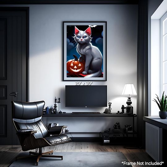 Discover Halloween Cat Poster - Cat Wall Art, Halloween Decoration, Cat Decor, Halloween Poster