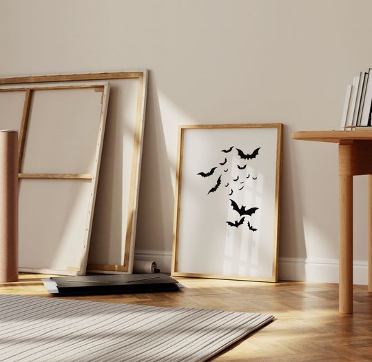 Discover Halloween Poster, Bats Flying Wall Art, Halloween Printable, Halloween Print