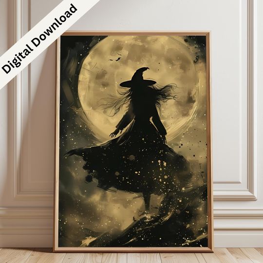 Witchy decor halloween wall art|Vintage Witch Wall art|Halloween Decor|Silhoutte Art