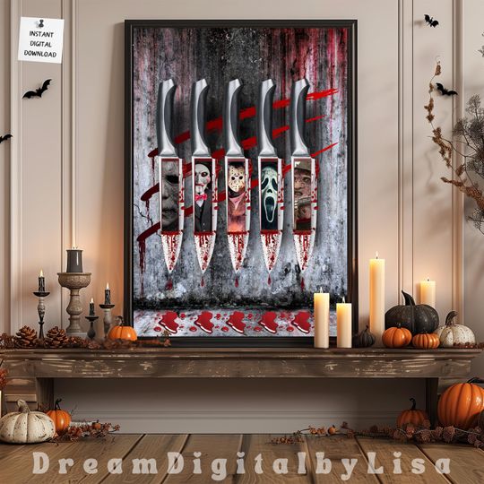 Horror Movie Knives  , Scary Movie Villains Print, Horror Gifts