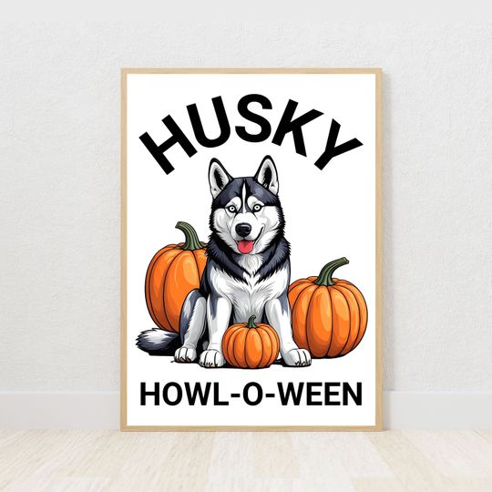 Discover Halloween Wall Art, Husky Halloween, Pumpkin Wall Art, Spooky Wall Art, Husky Gift Ideas
