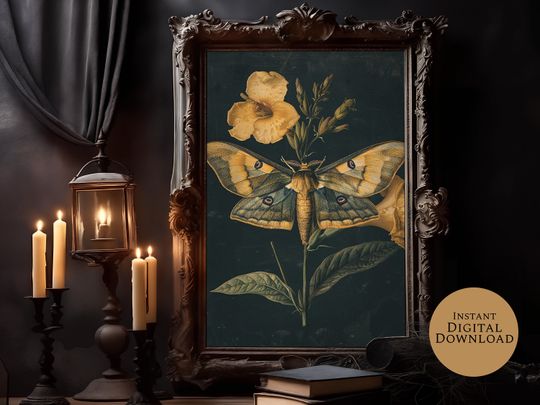 Discover Moth Dark Academia Decor Halloween Decor | Cottagecore Decor Spooky Season