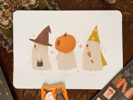 Discover Trick or Treat - Art print, illustration | Halloween | cute ghosts art | spooky