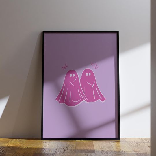 Discover Pink Halloween Poster, Pinkoween, Pink Ghost Spooky, Cute Wall Art, Halloween Print