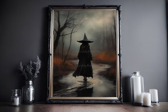 Discover Witch In The Creek, Witch Decor, Vintage Poster, Art Poster Print, Dark Academia