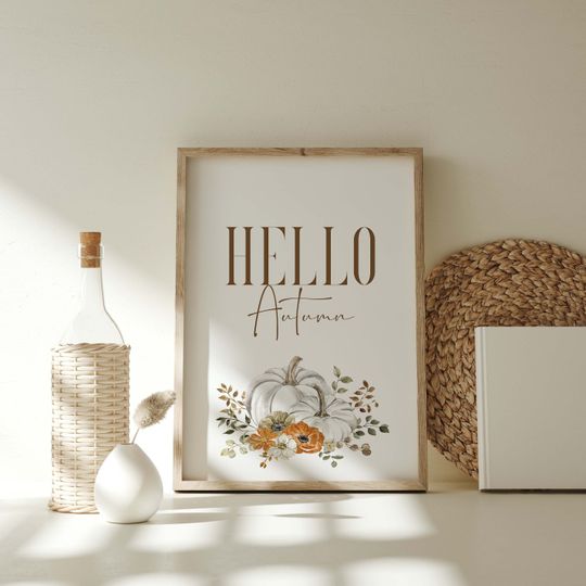 Discover Hello Autumn, Autumn Prints, Fall Decor, Pumpkin Prints, Halloween Posters