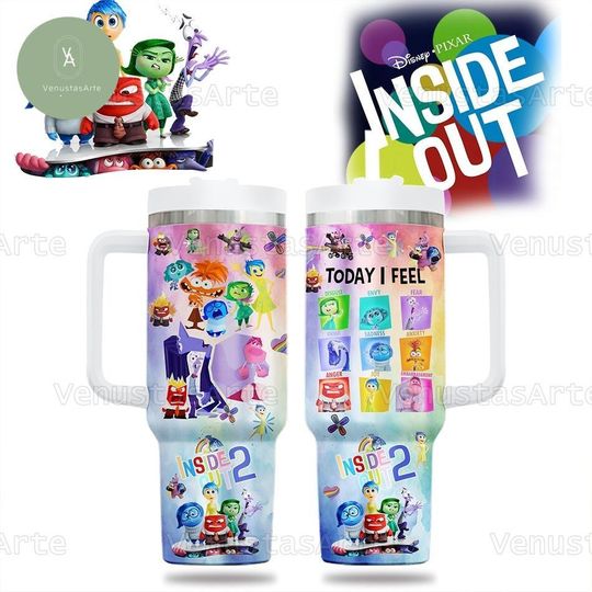 Inside Out 2 Tumbler 40Oz, Disneyland Trip, Emotions Stainless Tumbler, Inside Out 2 Merch, Disney Pixar Fan Gift, Halloween Gift