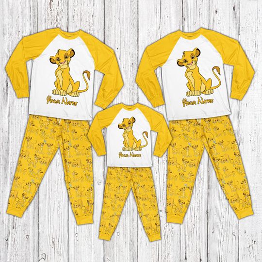 Custom Ddisney Lion King Matching Family Pajama Set, Simba Pajama Animal Kingdom Halloween Christmas Pajama Gift For WDW Lovers Kid Boy Girl
