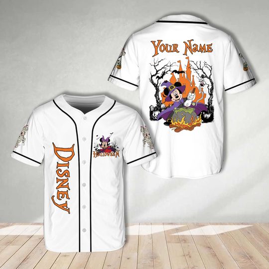 Personalized Mickey And Friends Halloween Baseball Jersey Ddisney Mickey Skeleton Horror Jersey Shirt,Magic Kingdom Shirt For Baseball Lover