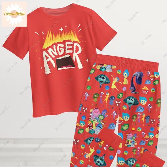 Halloween Anger Inside Out Pajamas Set, Inside Out Movie Pajama, Mental Health Shirt, Disney Emotions Holiday Pjs, Joy Sadness Fear Tee