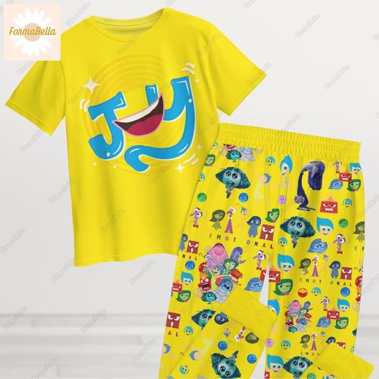Halloween Joy Inside Out Pajamas Set, Inside Out 2 Movie Holiday Pajamas, Disney Joy Shirt, Pixar Movies Birthday Gift, Joy Emotion Pjs