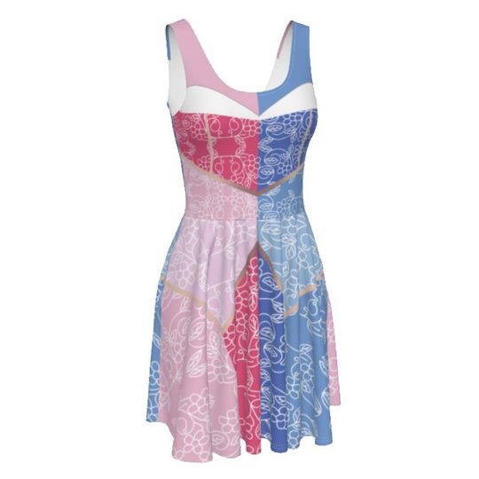 Halloween Sleeping Beauty Movie Princess Cosplay Costume Skater Dress, Disney Princess Dress, Cute Women Costume Dress, Gift For Her