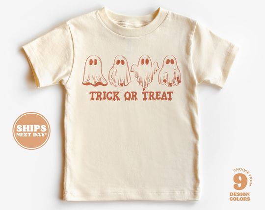 Discover Kids Halloween Shirt - Trick or Treat Kids Retro TShirt - Halloween Retro Natural Infant, Toddler & Youth Tee #5860-C