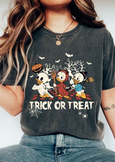 Discover Retro Huey Dewey Louie Halloween Costume Trick Or Treat Comfort Colors Shirt, Ducktales Disneyland Halloween Party, Spooky Season Disney Tee