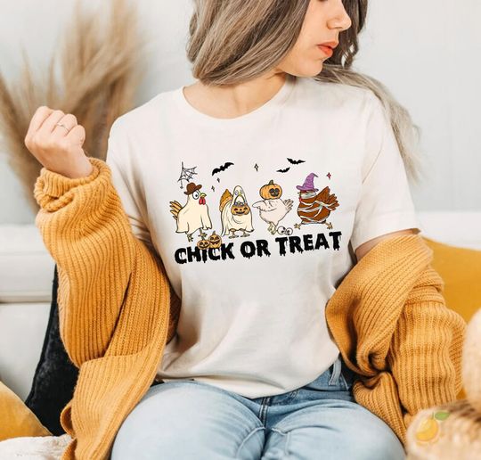 Discover Chick or Treat Funny Halloween Chicken Shirt, Halloween Farm Animals Shirt, Trick or Treat Shirt, Chicken Lover Gift, Halloween Crewneck Tee