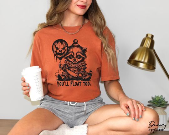 Discover Comfort Colors You'll Float Too Horror Raccoon Halloween Shirt, Comfort Halloween Shirt, Trick Or Treat, Halloween Gift, Spooky Season Tee