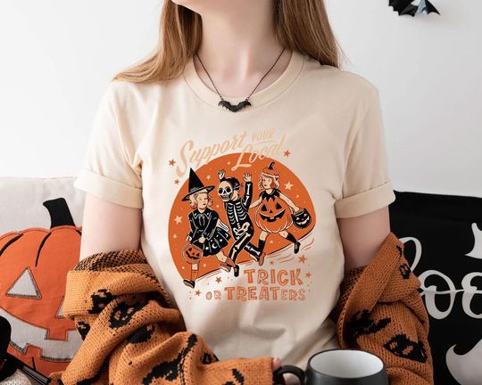 Discover Funny Trick Or Treat Shirt, Support Your Local Trick Or Treaters Shirt, Cute Halloween Shirt, Kids Trick or Treat Shirt, Halloween Party Tee