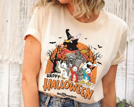 Discover Huey Dewey Louie Duck Witch Hazel Trick Or Treat Shirt | Duck Tales Disney Halloween Tshirt | Trick Or Treat | Disney Family Halloween Trip