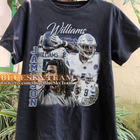 Discover Vintage 90s Graphic Style Jameson Williams T-Shirt, Jameson Williams shirt, Vintage Sport Tee,Retro American Football Bootleg Gift