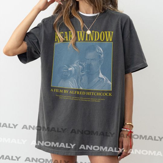 Discover Retro Rear Window Movie Graphic T-Shirt, Alfred Hitchcock Film Tee Shirt Memorabilia, Rear Window 1954 Vintage Crime Movie Merch