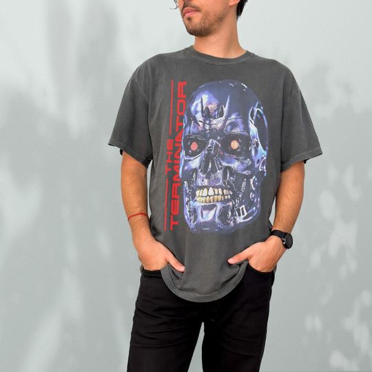 Retro The Terminator Movie Shirt, Vintage 80s Action Sci-Fi Film Memorabilia Graphic T-Shirt, Arnold Schwarzenegger Cyberdyne, Gift for Dad